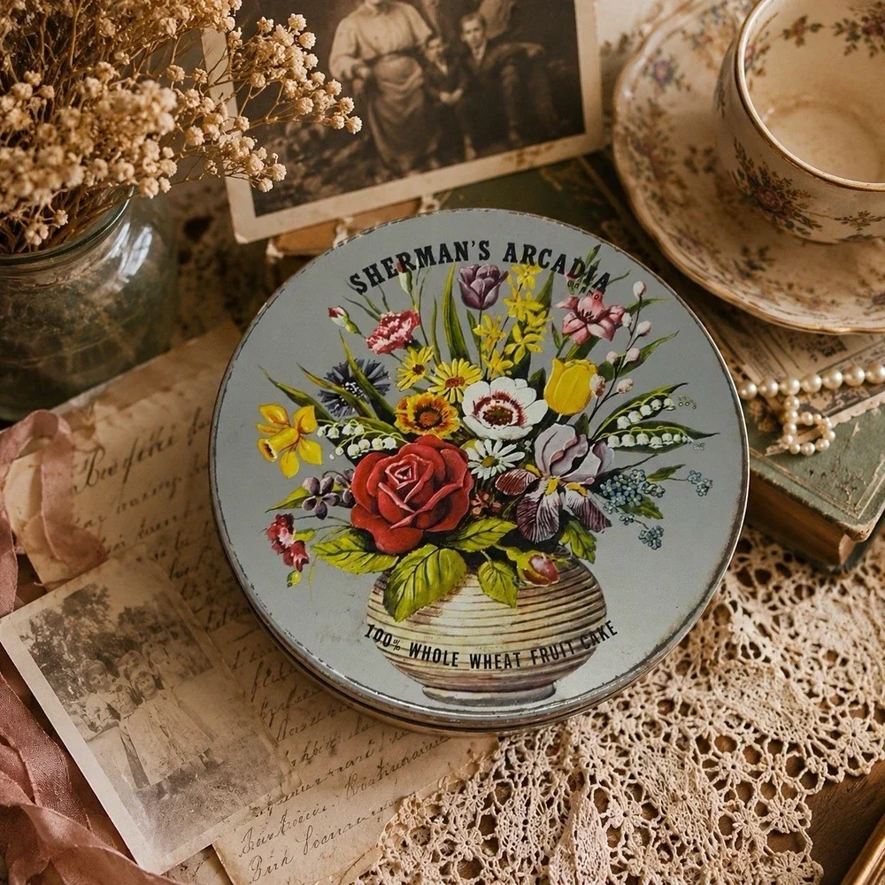 Vintage Sherman's Arcadia Tin Whole Wheat Fruit Cake Tin Only 5 1/2
